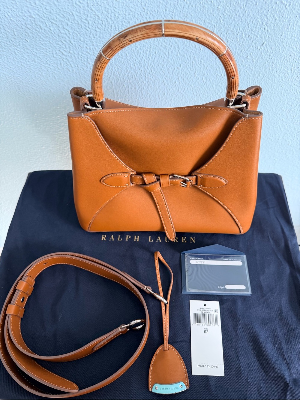 Ralph Lauren Tan Calfskin Top Handle Satchel - Picture 7 of 17
